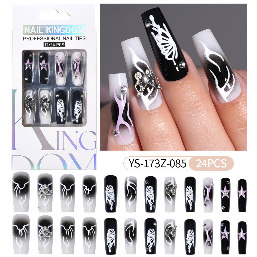 Press on nails fake nail patch extension nail Spice Girl medium rectangle removable 24 pieces with drill manicure
