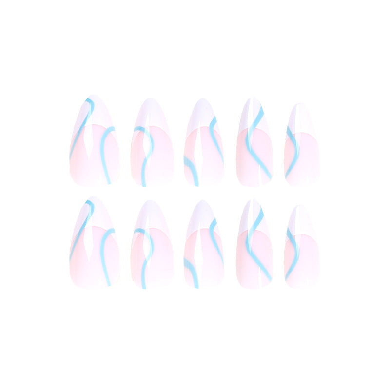 press-on nails Finished Nail Art Patch White French Nail Art Simple Wind  False Nail  Nail Art Wholesale｜365nails