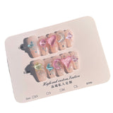 Handmade Press-on Nails Summer Sweetheart Candy Color Ice Transparent Mocha Diamond Nail Patch Wearable Nail Patch Finished Product｜365nails