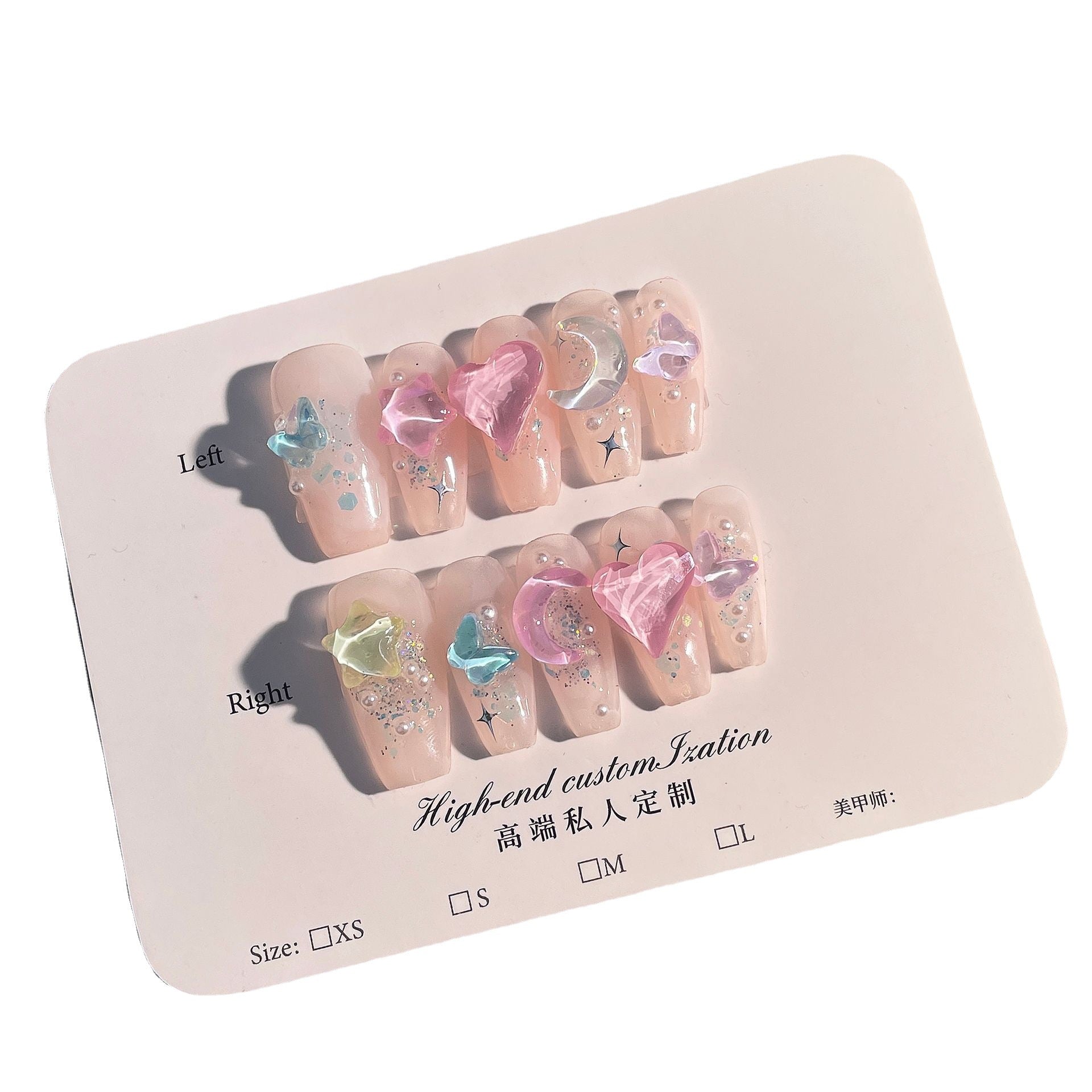 Handmade Press-on Nails Summer Sweetheart Candy Color Ice Transparent Mocha Diamond Nail Patch Wearable Nail Patch Finished Product｜365nails