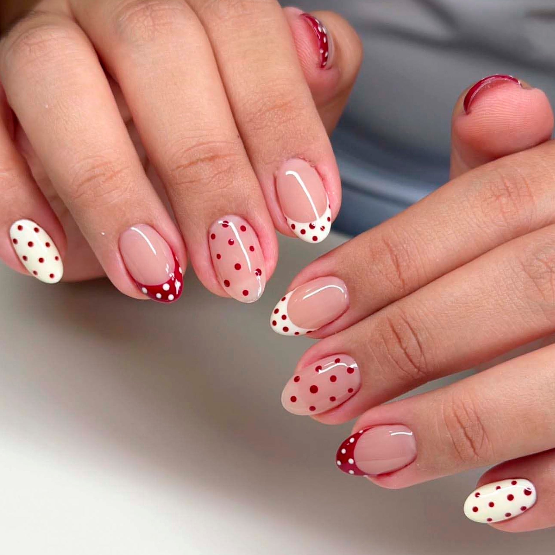 "Retro Red Polka Dots" - Precision Crafted Press-On Nails