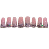 Pink Crystal Frame Elegant Press On Nails