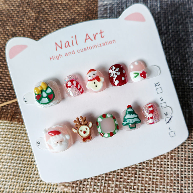365nails-Christmas Cheer Kids Series: "Santa's Festive Friends" – Short Square Kids Nail Art