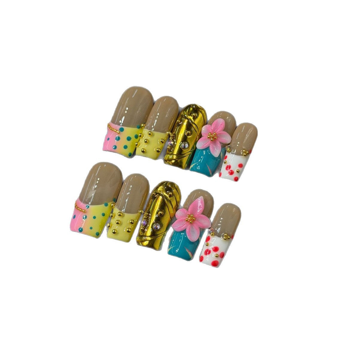 365nails: "Candy Bloom" – 3D 플로럴 & 젤리 수제 스퀘어형 네일