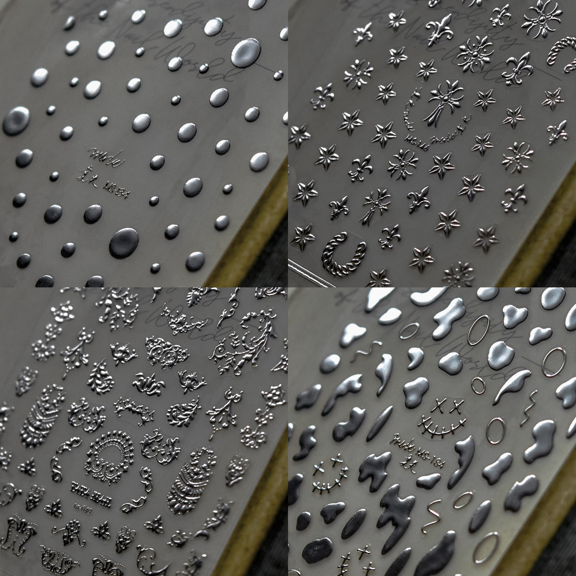 Starry Sky Collection: "Silver Metallic Star" – 3D Embossed Nail Sticker