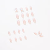 Uñas francesas sencillas con diseño de lazo color nude, uñas postizas terminadas, parche para uñas, pieza de uña extraíble | 365nails