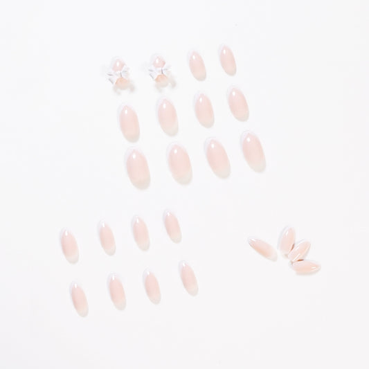 Nude simple French bow press on nails art finished fake nail nail art patch nail patch removable nail piece｜365nails