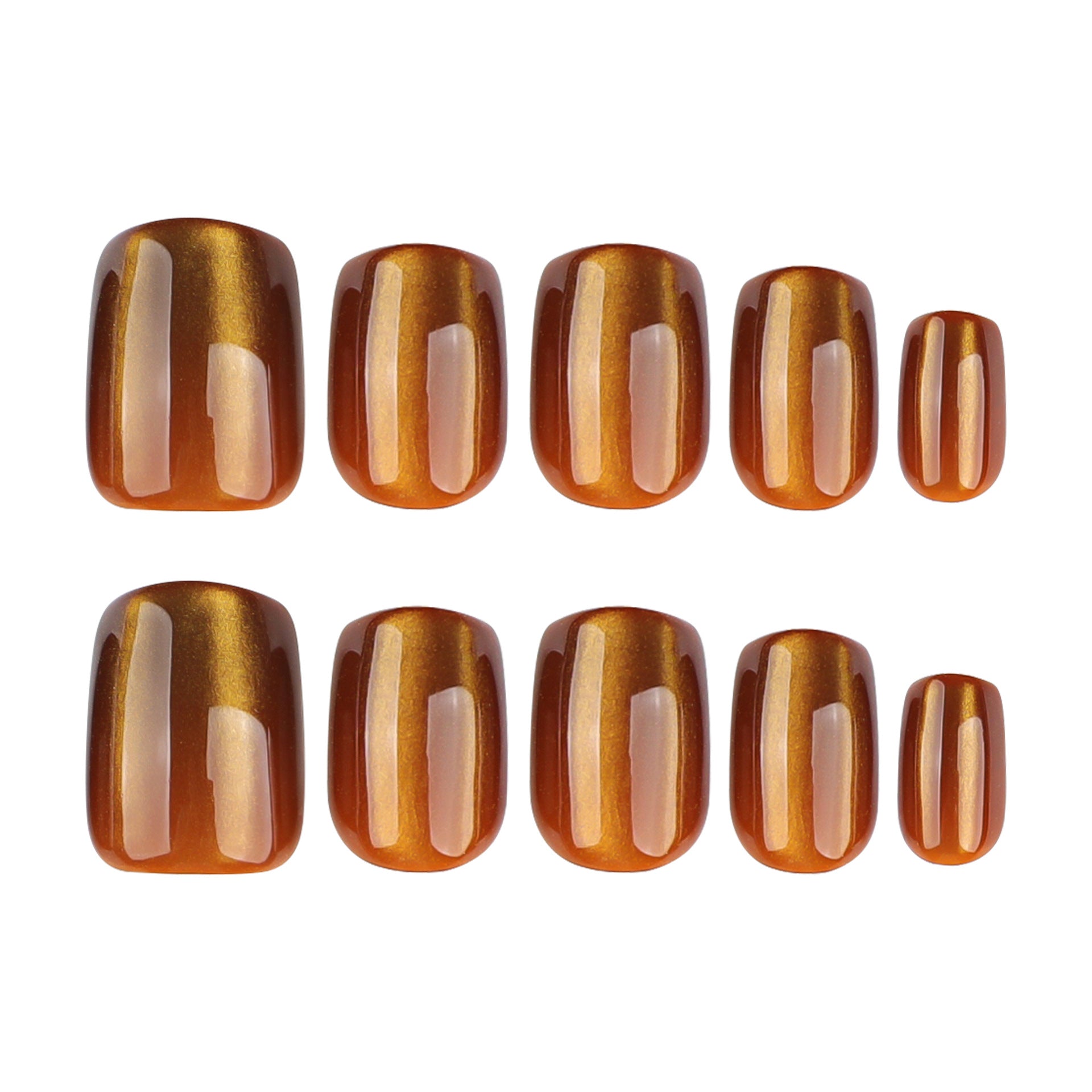 Shimmer Brown Cat-Eye Nails with Glossy Elegant Finish