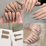 Simple love horse gray, daily gray, gentle big-name texture, niche cold wind press on nails | 365nails