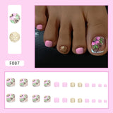 Spring and summer new products, fresh green leaves, safflower gentle girl's feet, wearing armor, flash solid color manicure pieces, Press-on toenails nail wholesale｜365nails