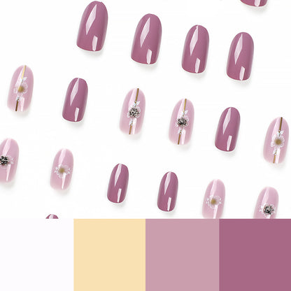 Unhas rosa, unhas postiças removíveis, unhas de flor, adesivo para unhas, 365nails