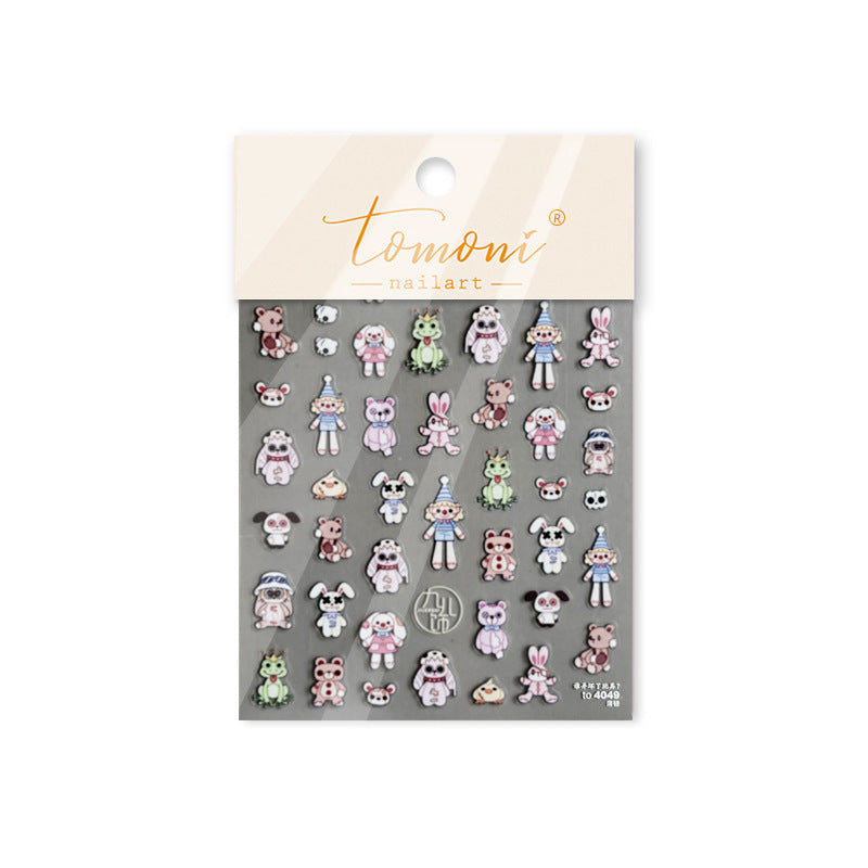 Autumn Cute Animal & Food: "Cozy Autumn Buddy" – 5D Embossed Nail Sticker