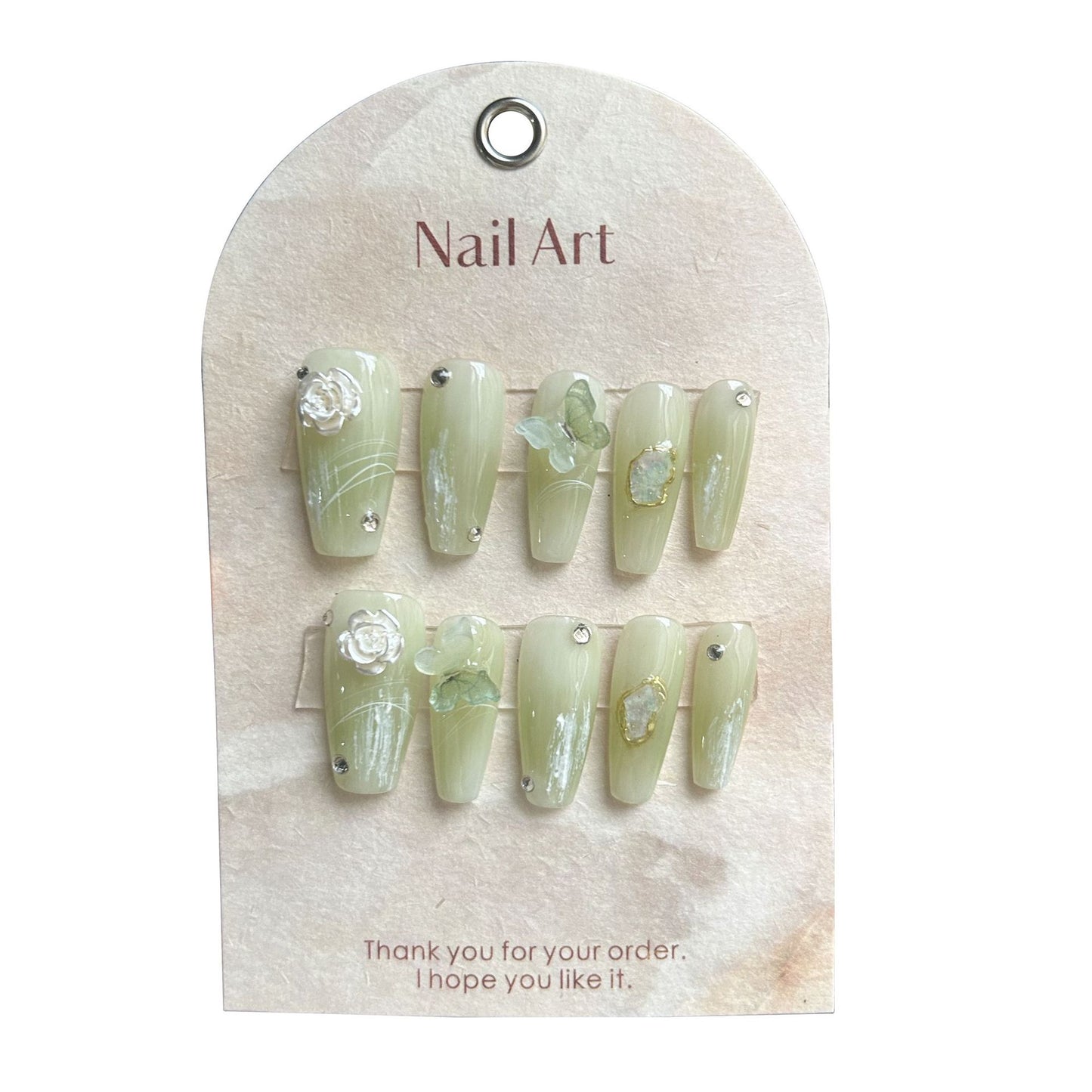 Vanilla Paper Nail Display Card for Press-On Nails – Minimalist Neutral Packaging