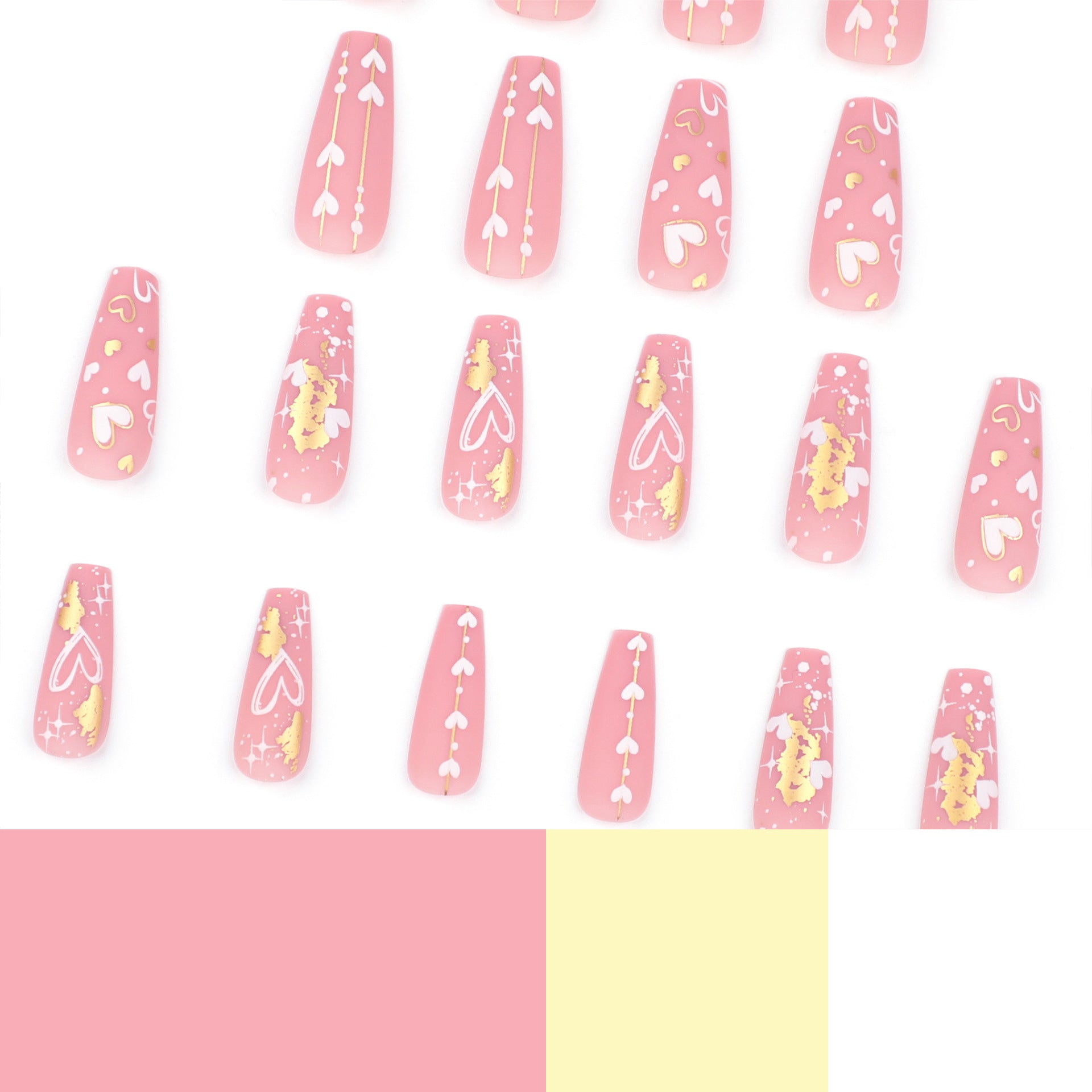 芭蕾形 手感霧面古銅色美甲 ─ 愛心與星芒可拆卸成品 批發｜365nails