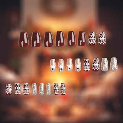 Nail Art Christmas Popular Ballet A-Type Elk Fake Nail Nail Art Tablets Nail Stickers Wearing Nail Removable Wholesale｜365nails