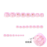 Pieza clásica para uñas de los pies francesas, manicura de flores 3D para uñas de los pies de verano, pieza para uñas de los pies extraíble para usar al por mayor | 365nails