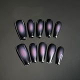365nails Avant-Garde: "Aurora Shift" – Long Coffin Multichrome Cat Eye Press On Nails 24pcs