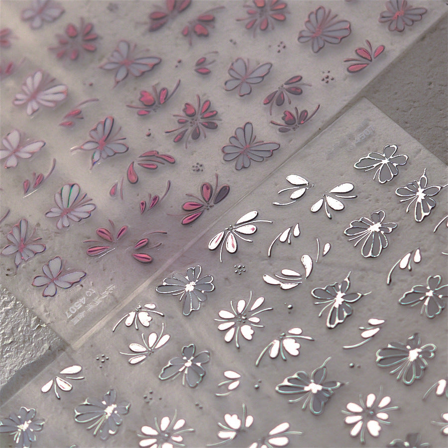365nails: "Feuille d'or papillon et fleur dessin au trait" – Autocollants pour ongles