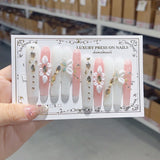 Pearl Blossom Crystal Elegant Extra Long Press On Nails