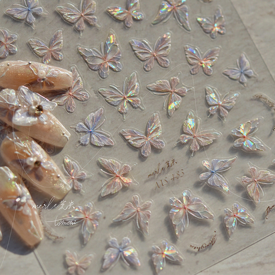 Holographic Butterfly: "Shell Shimmer" – 3D Nail Sticker