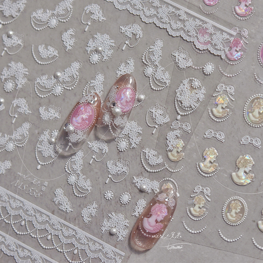White Lace Crystal – Bridal Elegant Nail Art Stickers