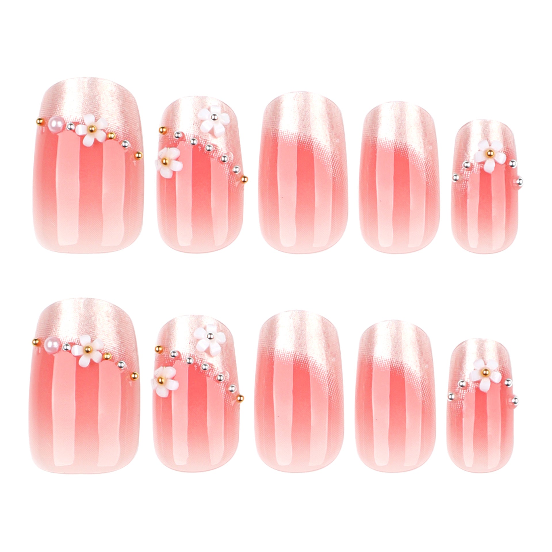 French Pearlescent Blush Short Square press-on nails