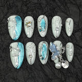 Uñas de almendra, uñas postizas hechas a mano, parche de uñas de ojo de gato con relieve, para usar en dedos falsos | 365nails