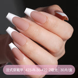 Press on nails French trapezoidal simple high-end sense 30 pieces box detachable fake nail finished pre-made manicure
