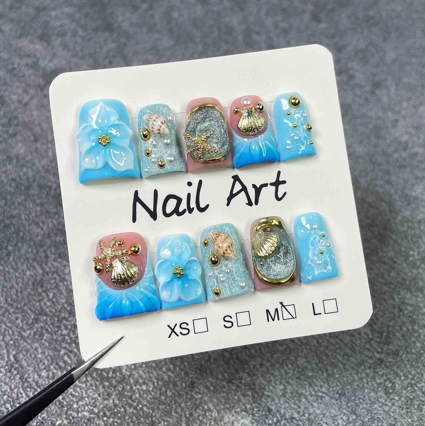 Ocean Crystal Shell Series Press-On Nails