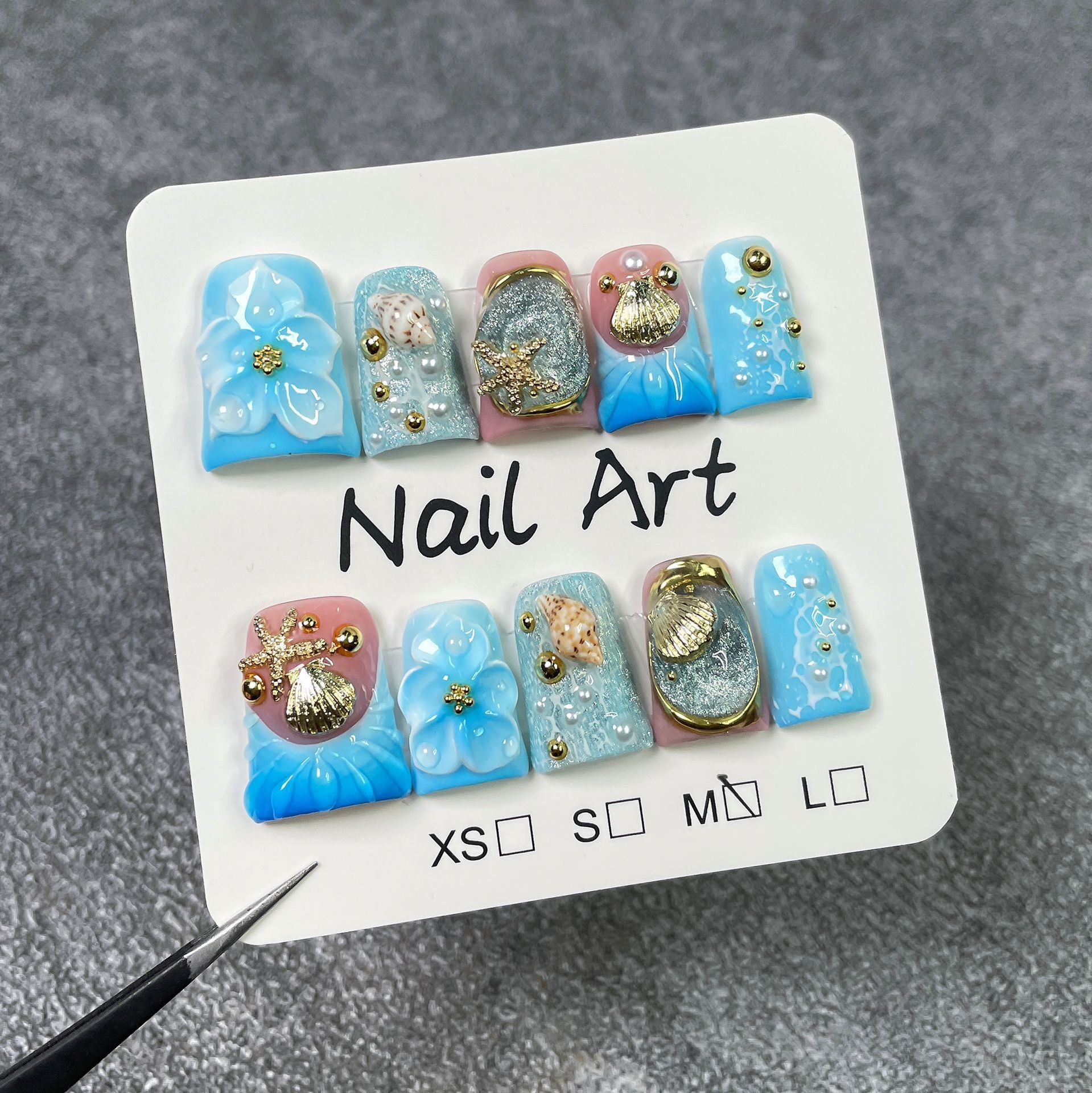 Ocean Crystal Shell Series Press-On Nails