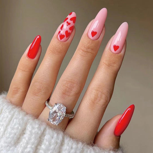 press on nails pads Pink love nails pads press on nails pads Wholesale nails pads Finished products Detachable nails pads, press on nails pads｜365nails