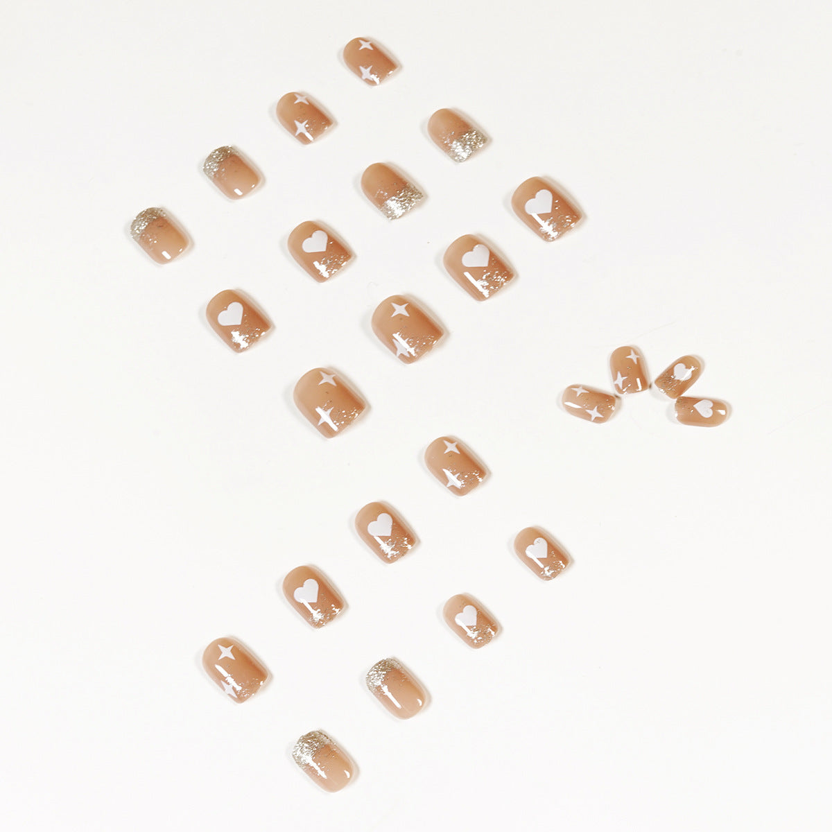 Nude love glitter press-on nails art finished fake nail nail art patch nail patch removable nail piece｜365nails