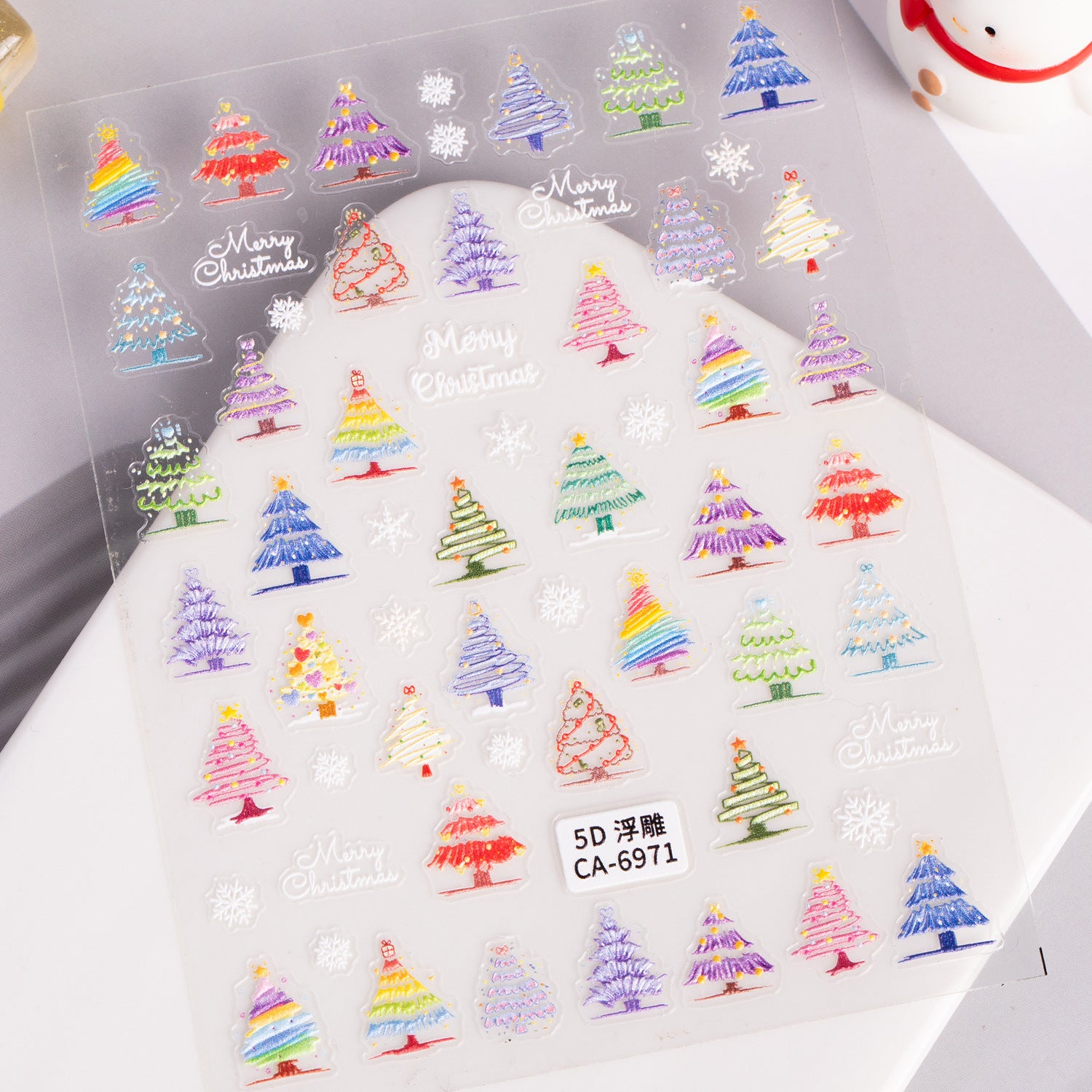 Christmas Themed Nail Art Sticker 5D Embossed Three-dimensional Santa Elk Nail Sticker Ornament CA
