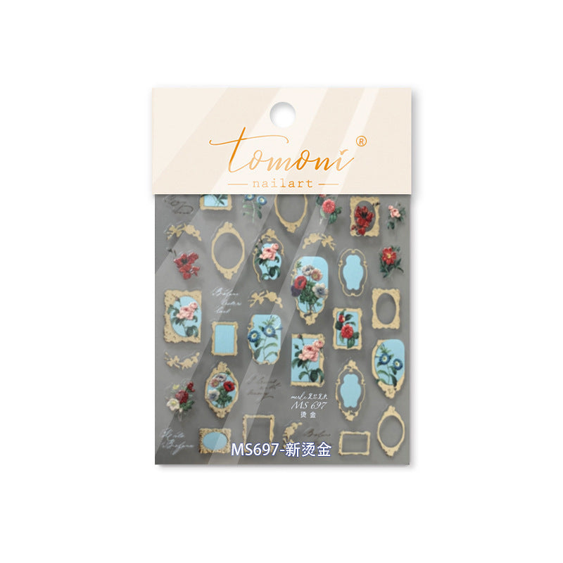 365nails: "Floral cadre doré vintage" – Autocollants de nail art