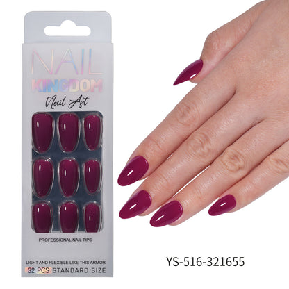 Press on nails Advanced Aurora Fine Flash Almond Short Nail Film Removable Fake Nail Prefabricated Solid Color  Nail Art Wholesale