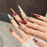 Brown Glitter Leopard Gradient Luxury Press On Nails