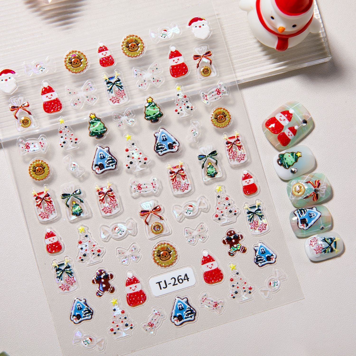 Aurora Christmas Nail Art Sticker 5D Embossed Three-dimensional Christmas Tree Snowman DIY Nail Sticker Ornament TJ