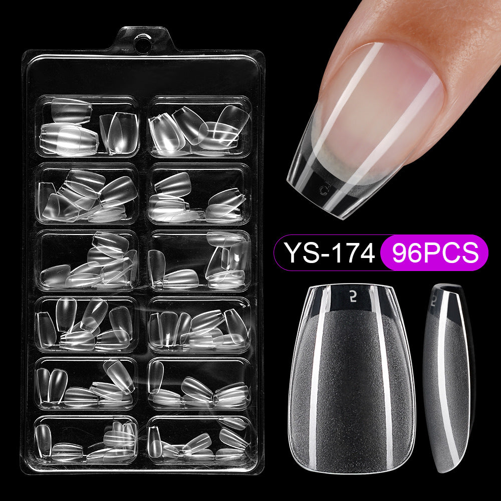 Nail Tips press on nails pads 96 pieces seamless ultra-thin almond fake nail patches removable fully transparent matte extended manicure