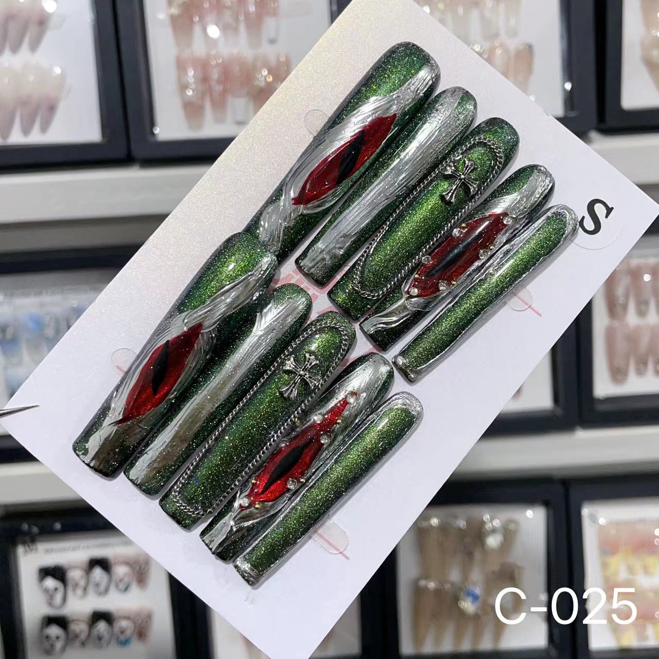 Extra Long 5.5cm Water Pipe Press-On Nails | Handmade Collection | Round Shape