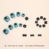 Uñas postizas sencillas de doble capa en azul lago, especiales para pies, con un toque dulce y moderno, exclusivas de Spice Girl. Uñas postizas para pies | 365nails