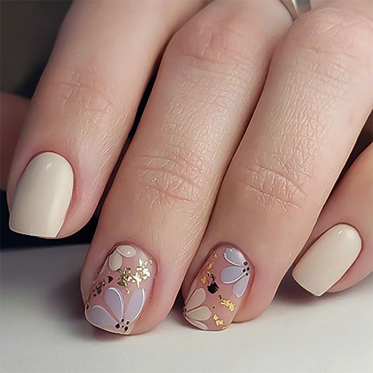 hot-selling spring and summer new products ins wind press-on nails pads sweet floral fake nails short square nail pads wholesale｜365nails