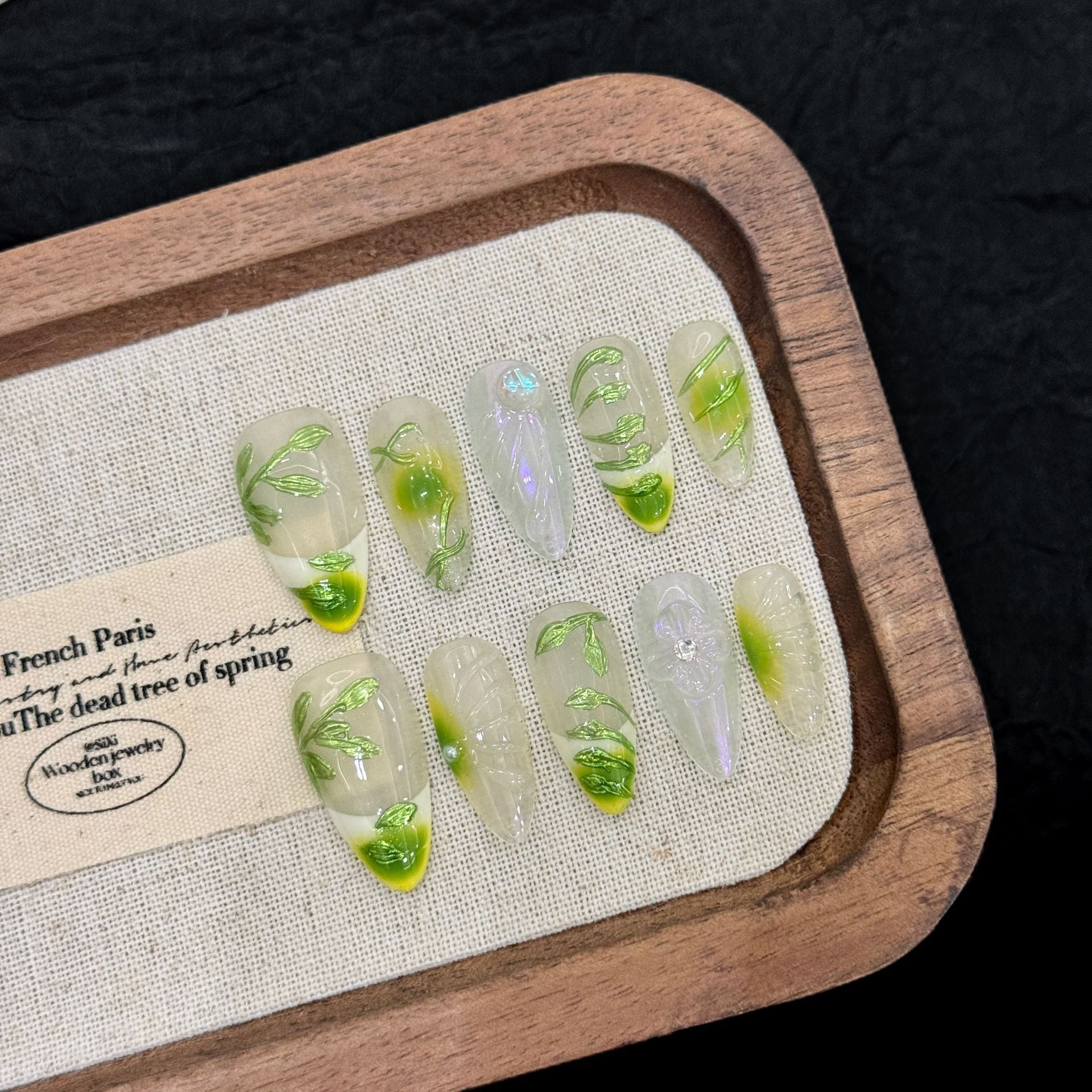 Fresh Green Leaf Jelly Press On Nails