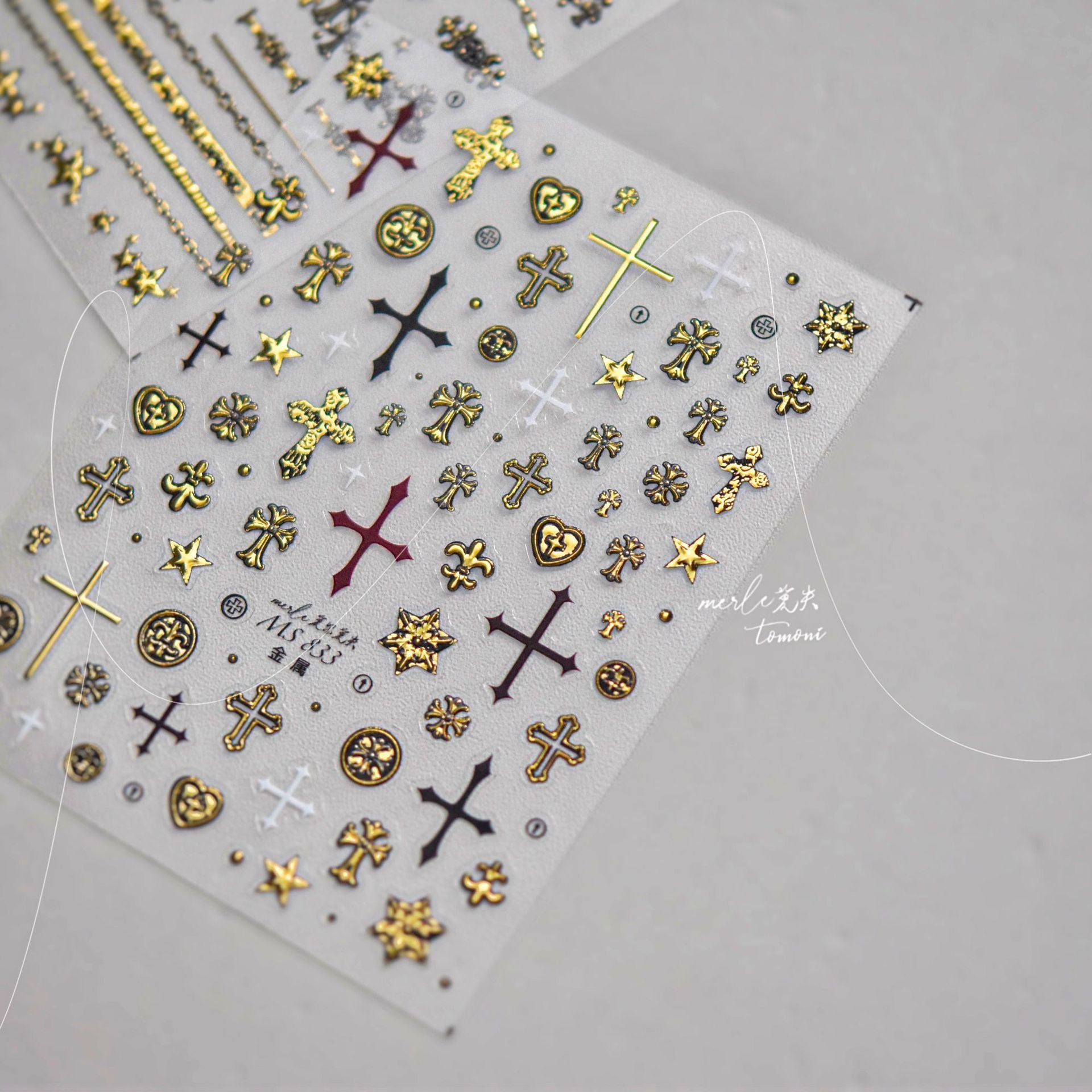 Silver Cross Gothic – Edgy Religious Nail Art Stickers