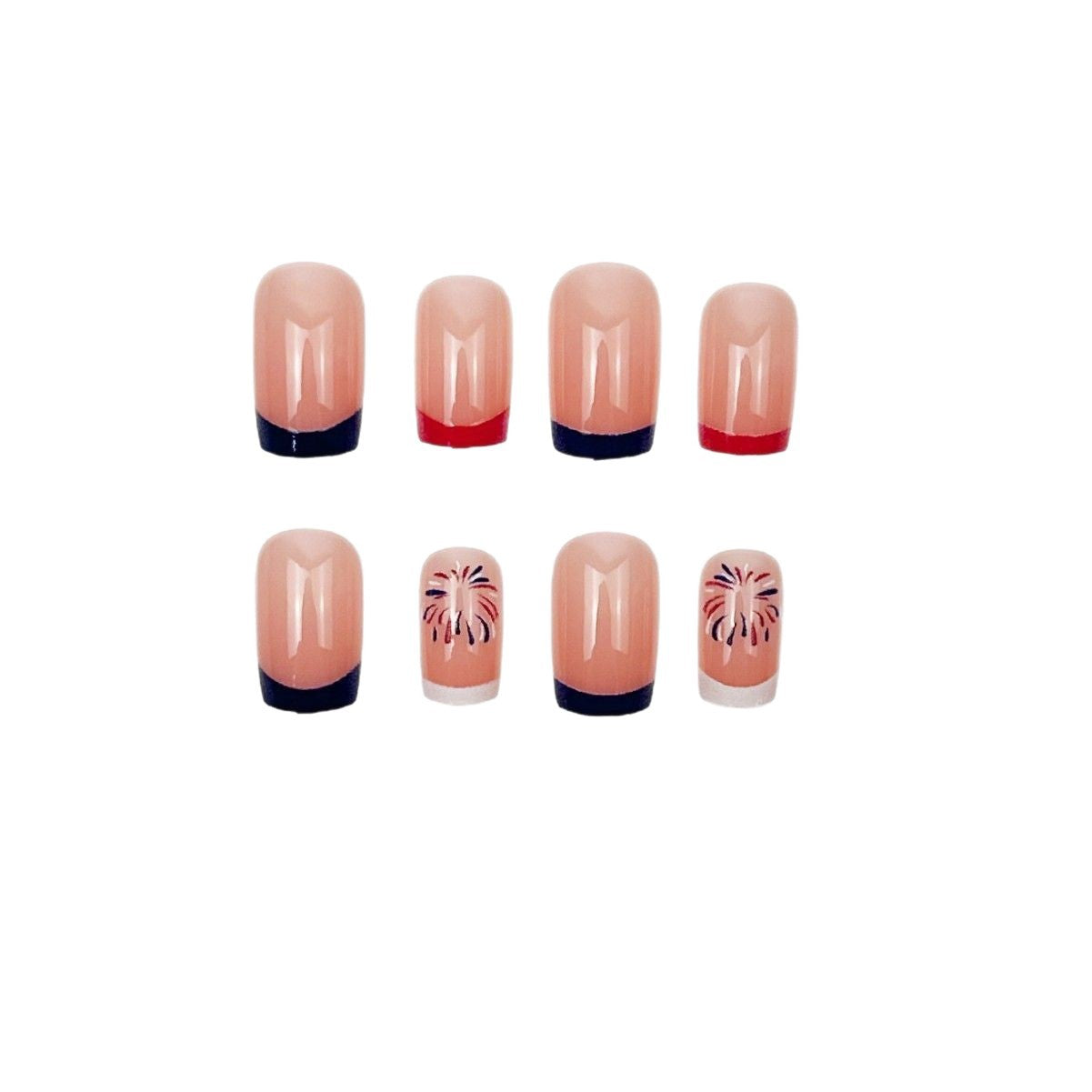 365nails: "Liberty French" – Classic White French & US Flag Printed Oval Nails