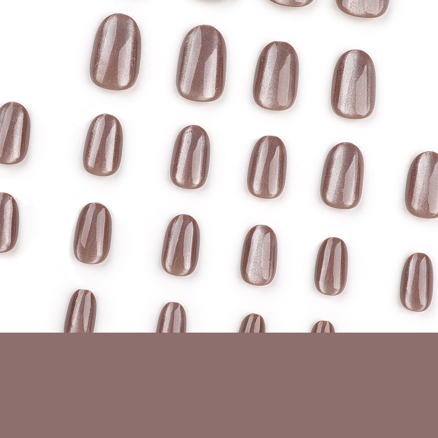 Yiwu usa almohadillas de uñas cortas, manicura corta redonda de color marrón oscuro sólido blanco ojo de gato usa uñas postizas al por mayor｜365nails