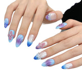 Iridescent Blue Floral Gradient Press On Nails