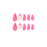 Uñas postizas con purpurina y borde francés en rosa y rojo, venta al por mayor, producto terminado para uñas postizas | 365nails