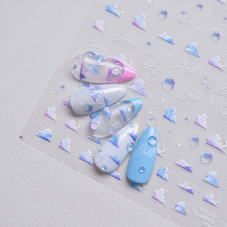 Cute Cat & Bow: "Kawaii Cat Playtime" – 5D Embossed Nail Sticker