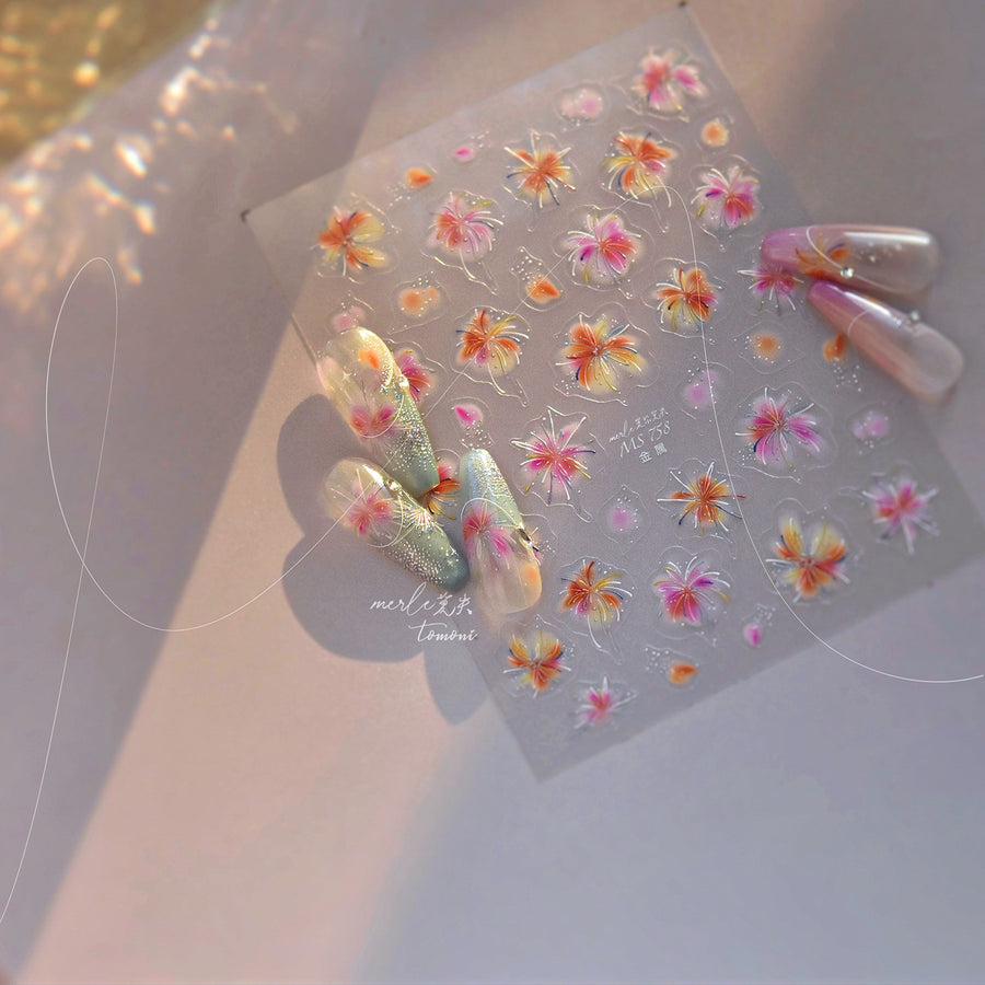 365nails: "수채화 그라데이션 꽃" – 네일 아트 스티커