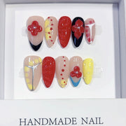 Bold Bloom: "Scarlet Fantasy" – Almond Shape Press-On Nails